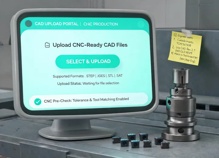 CAD upload tooling quote screen